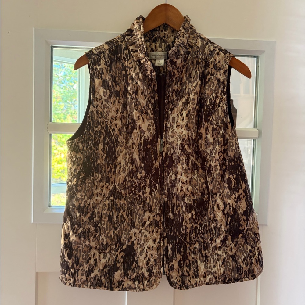 Christopher & Banks Leopard Print Quilted Jacket